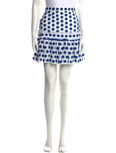 Pre-owned Alexis Polka Dot Print Mini Skirt In White