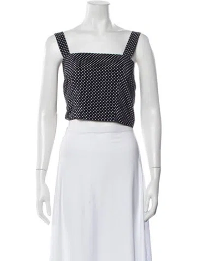 Pre-owned Alexis Polka Dot Print Square Neckline Crop Top In Blue