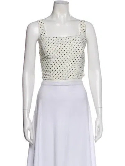 Pre-owned Alexis Polka Dot Print Square Neckline Crop Top In Neutral
