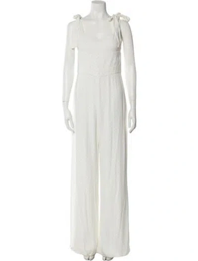 Pre-owned Alexis Polka Dot Print Square Neckline Jumpsuit In White