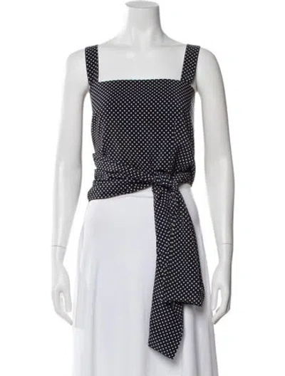 Pre-owned Alexis Polka Dot Print Square Neckline Top In Blue