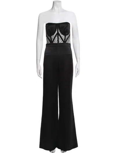Pre-owned Alexis Polka Dot Print Strapless Jumpsuit In Black