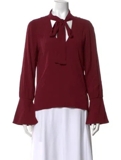Pre-owned Alexis Polka Dot Print V-neck Blouse In Burgundy