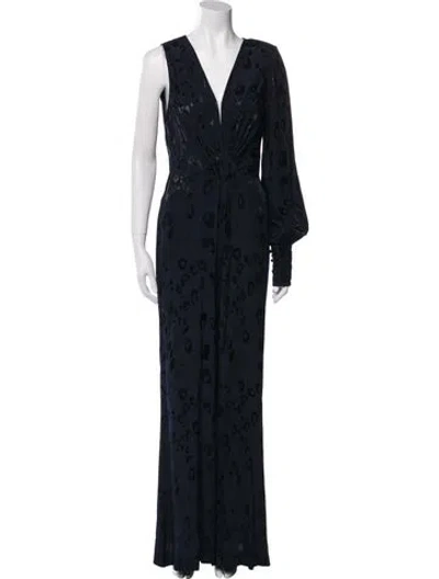 Pre-owned Alexis Polka Dot Print V-neck Jumpsuit In Blue