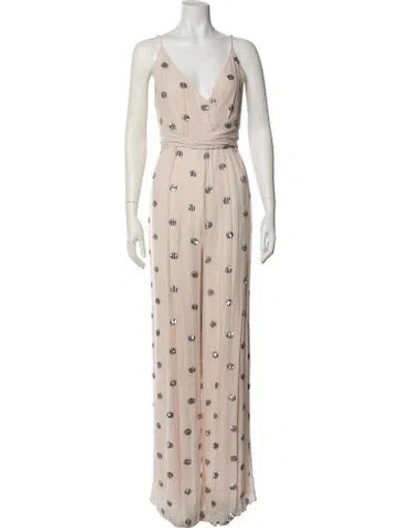 Pre-owned Alexis Polka Dot Print V-neck Jumpsuit In Neutral