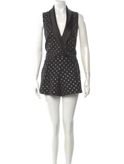 Pre-owned Alexis Polka Dot Print V-neck Romper In Multi