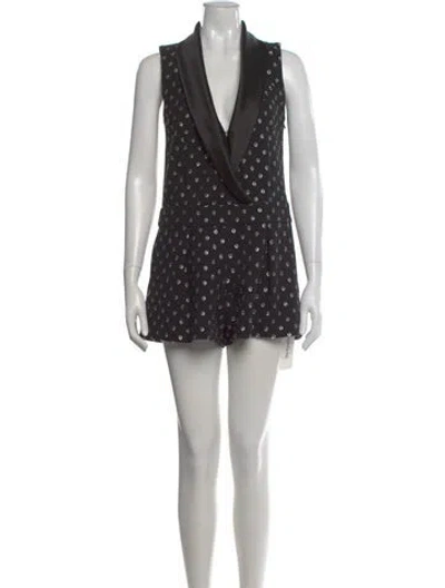 Pre-owned Alexis Polka Dot Print V-neck Romper In Multi