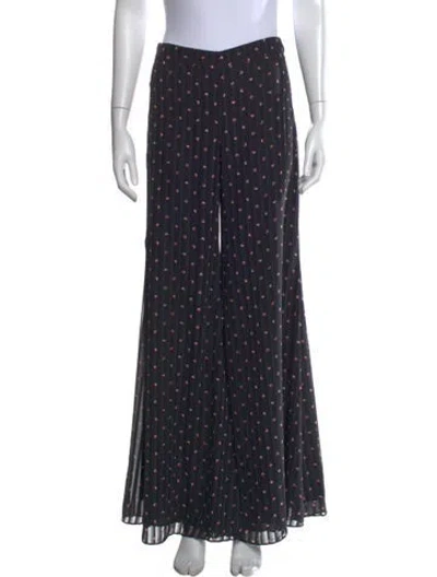 Pre-owned Alexis Polka Dot Print Wide Leg Pants In Black