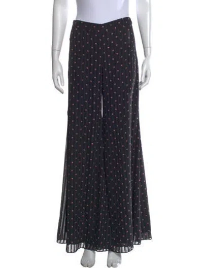 Pre-owned Alexis Polka Dot Print Wide Leg Pants In Black