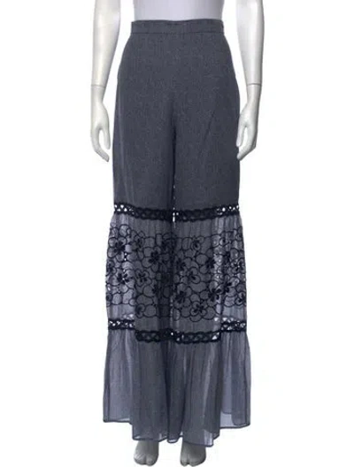 Pre-owned Alexis Polka Dot Print Wide Leg Pants In Blue