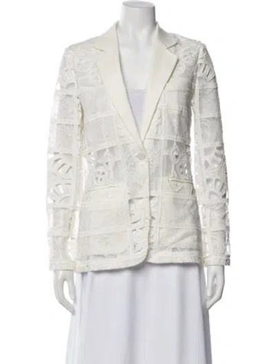Pre-owned Alexis Printed Blazer In White