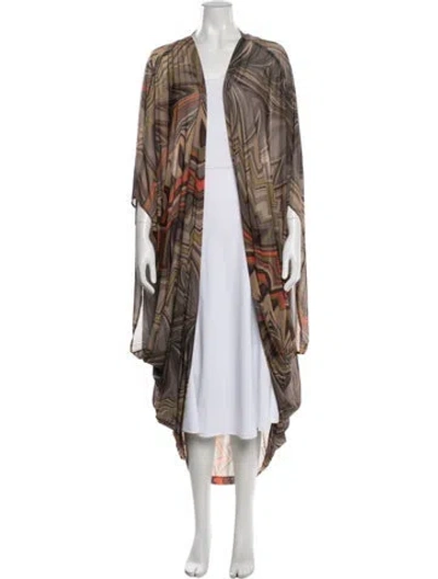 Pre-owned Alexis Printed Coat In Green/neutrals