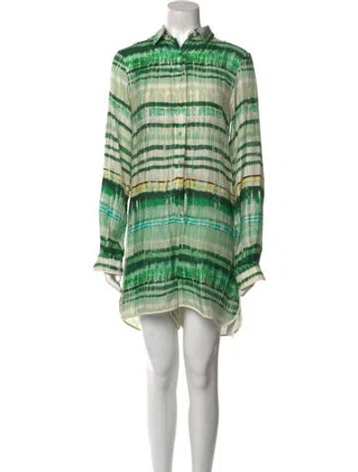 Pre-owned Alexis Printed Crew Neck Romper In Green