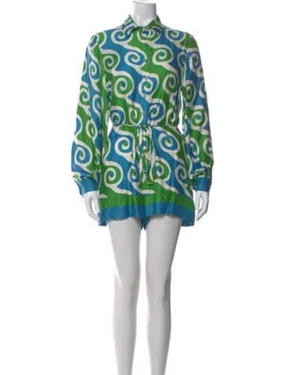 Pre-owned Alexis Printed Crew Neck Romper In Multi