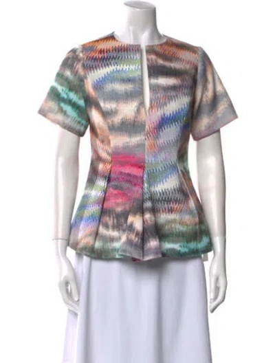 Pre-owned Alexis Printed Crew Neck T-shirt In Green