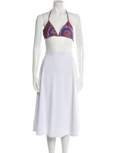 Pre-owned Alexis Printed Halterneck Crop Top In Pink