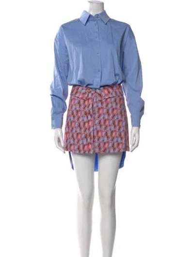 Pre-owned Alexis Printed Knee-length Dress In Blue