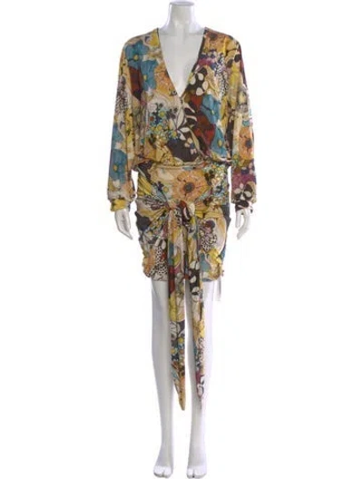 Pre-owned Alexis Printed Knee-length Dress W/ Tags In Yellow
