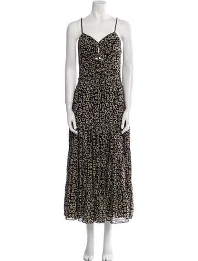 Pre-owned Alexis Printed Long Dress In Black