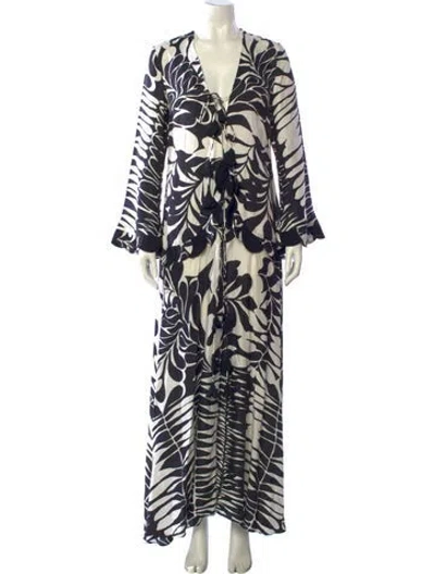 Pre-owned Alexis Printed Long Dress In Black