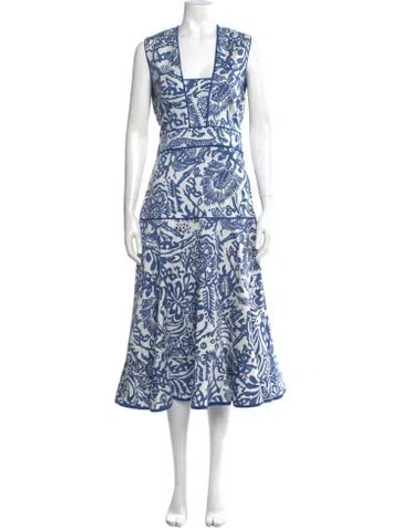 Pre-owned Alexis Printed Long Dress In Blue