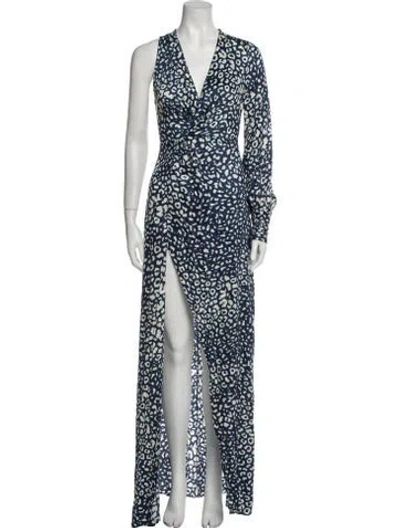 Pre-owned Alexis Printed Long Dress In Blue