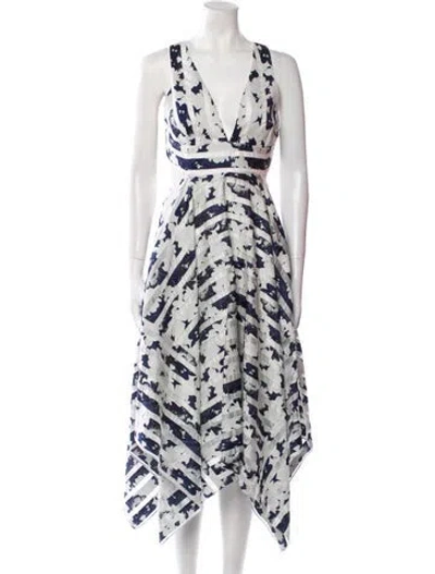 Pre-owned Alexis Printed Long Dress In Blue