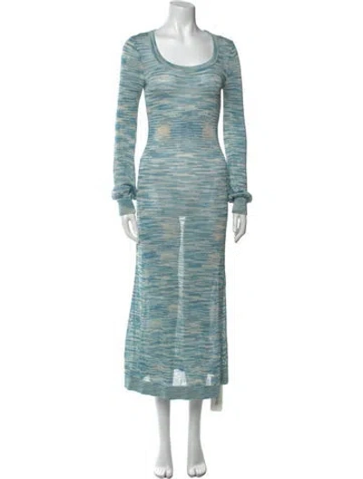 Pre-owned Alexis Printed Long Dress In Blue
