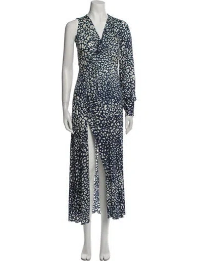 Pre-owned Alexis Printed Long Dress In Blue