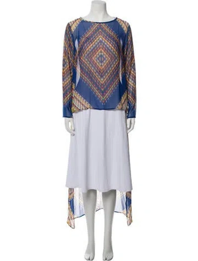 Pre-owned Alexis Printed Long Dress In Blue