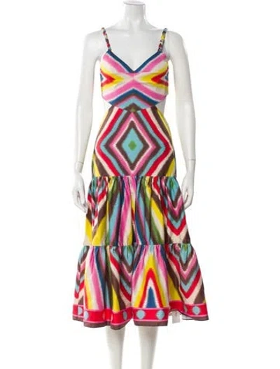 Pre-owned Alexis Printed Long Dress In Blue