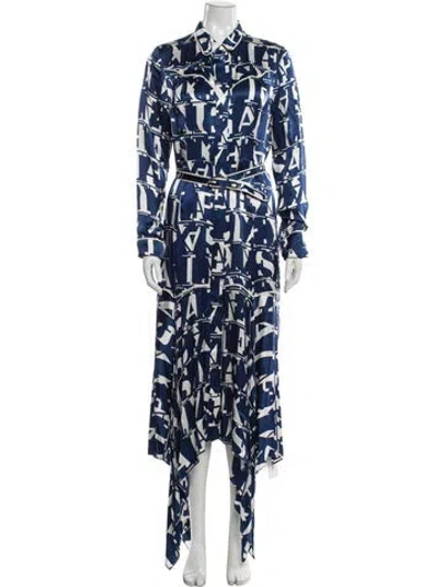 Pre-owned Alexis Printed Long Dress In Blue