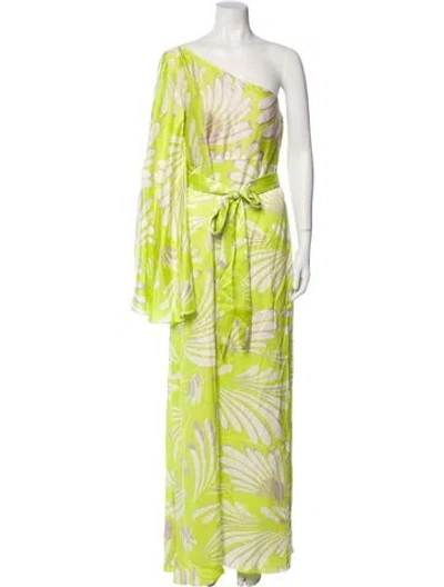 Pre-owned Alexis Printed Long Dress In Green