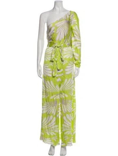 Pre-owned Alexis Printed Long Dress In Green