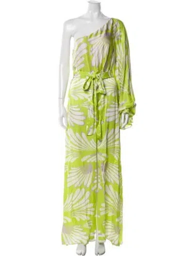 Pre-owned Alexis Printed Long Dress In Green