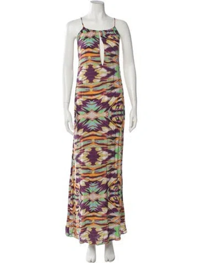 Pre-owned Alexis Printed Long Dress In Multi