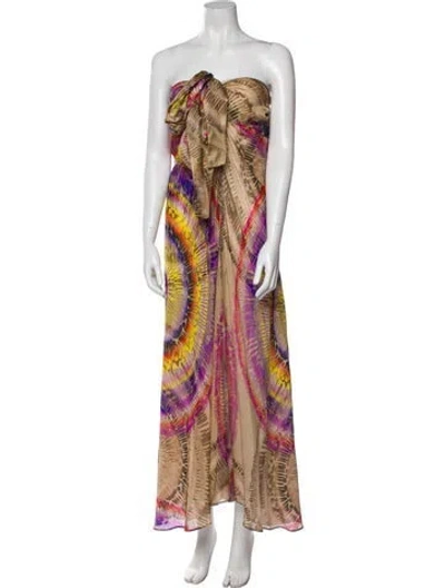 Pre-owned Alexis Printed Long Dress In Multi