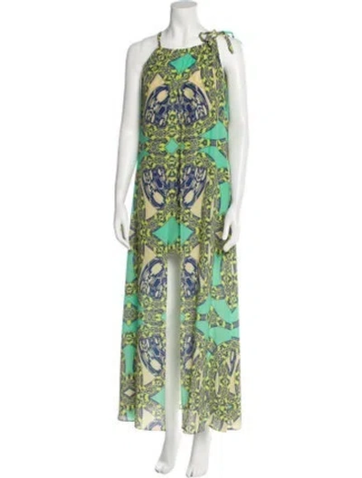Pre-owned Alexis Printed Long Dress In Multi