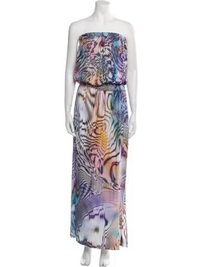 Pre-owned Alexis Printed Long Dress In Multi