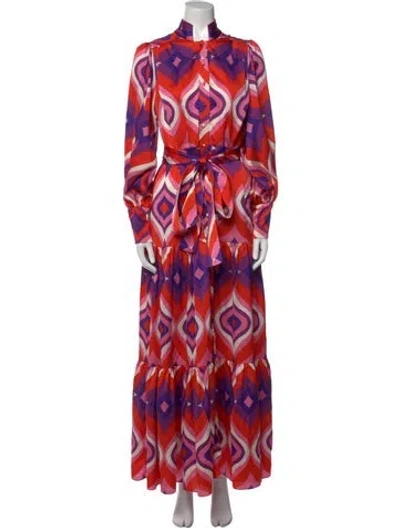 Pre-owned Alexis Printed Long Dress In Multi