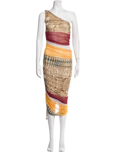 Pre-owned Alexis Printed Long Dress In Multi
