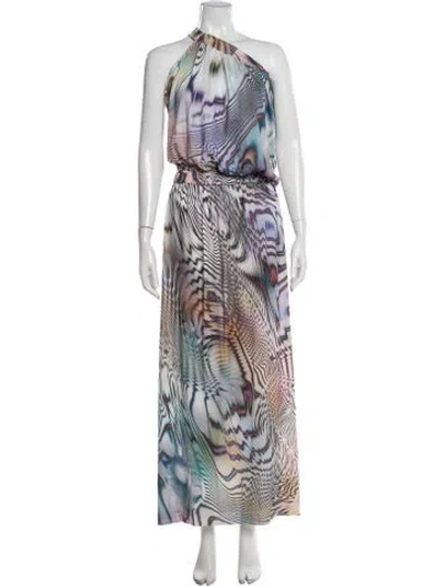 Pre-owned Alexis Printed Long Dress In Multi