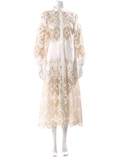 Pre-owned Alexis Printed Long Dress In Neutral