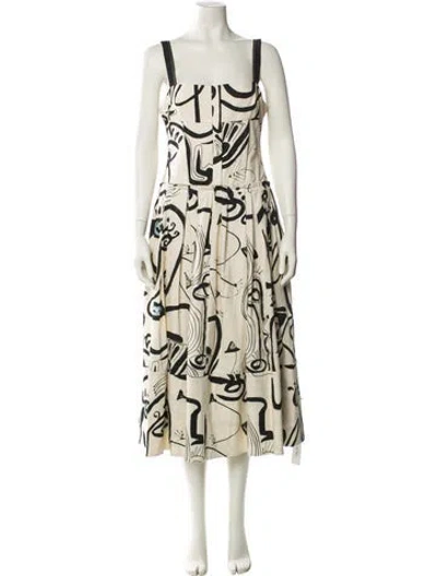 Pre-owned Alexis Printed Long Dress In Neutral