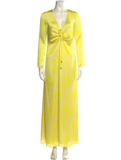 Pre-owned Alexis Printed Long Dress In Neutral