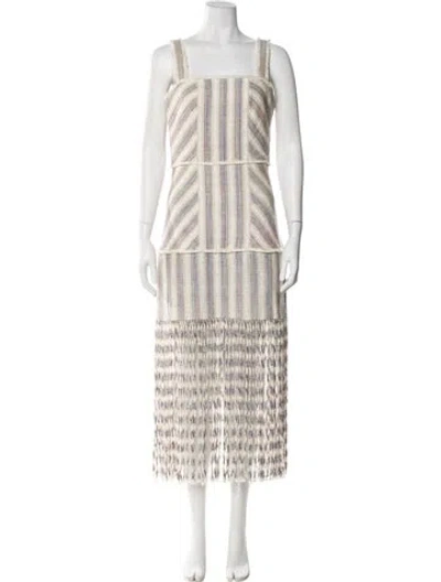 Pre-owned Alexis Printed Long Dress In Neutral