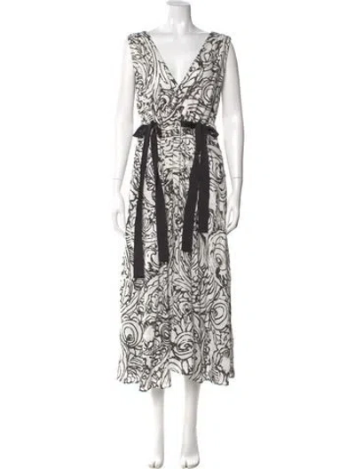 Pre-owned Alexis Printed Long Dress In Neutral