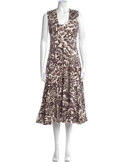 Pre-owned Alexis Printed Long Dress In Neutral