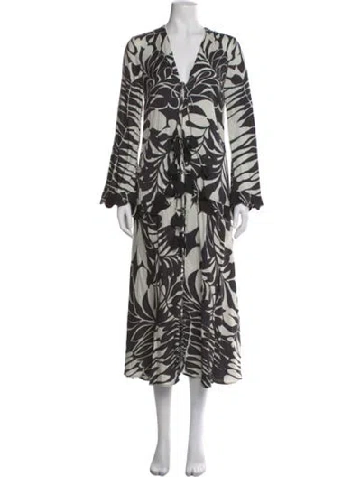 Pre-owned Alexis Printed Long Dress In Neutral
