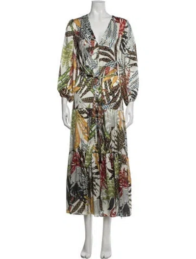 Pre-owned Alexis Printed Long Dress In Neutrals
